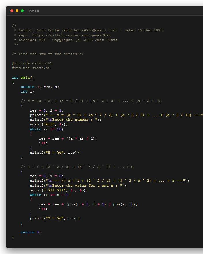 Find the sum of the series